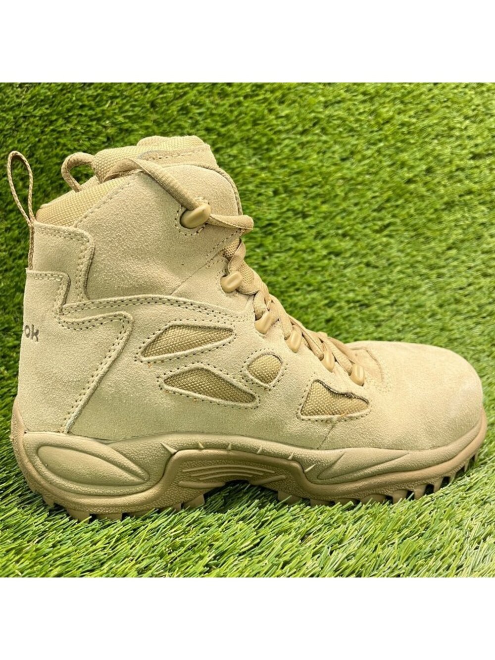 Reebok Rapid Response RB 6" Stealth Mens Size 7.5 Tan Composite Toe Work Boots